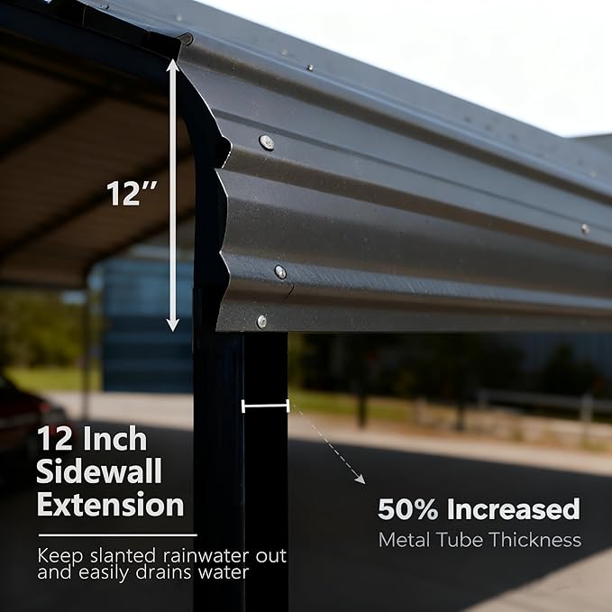 Heavy Duty Metal Carport Galvanized Steel All Weather Carport Canopy with Anchor Kit for RV Boat Truck Tractor Garage Shelter in 10x20 12x20 20x20 20x30 20x40 FT Easy Assembly Carports Kit (10x20 FT)