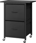 2 Drawer File Cabinet, Vertical Filing Cabinet with Wheels, Printer Stand with Non-Woven Fabric Drawer, Adjustable Hanging Rods, fits A4/Letter Size, for Home Office, Black FCBK5801