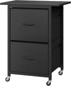2 Drawer File Cabinet, Vertical Filing Cabinet with Wheels, Printer Stand with Non-Woven Fabric Drawer, Adjustable Hanging Rods, fits A4/Letter Size, for Home Office, Black FCBK5801