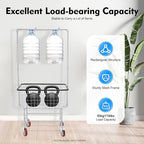 110LBS Commercial Steel Wire Laundry Cart Trolley w/Hanging Rack, 4 Universal Wheels, Lockable Rolling Laundry Organizer w/Removable Storage Basket for Home Hotel Laundromat