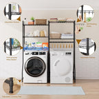 Over Washer and Dryer Shelves,Heavy Duty Laundry Room Storage Organization Clothes Drying Rack,5 Tier Adjustable Height Wire Shelving and Wire Basket with Hanger Rod&Hook,Space Saving Shelf | Heavy Duty, Clothes Drying Rack, Adjustable Height, Hanger R...