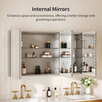 DeerValley Medicine Cabinet with Mirror, 48" W x 26" H Bathroom Mirror with Storage, 3 Doors Frameless Modern Wall Mount Mirrored Medicine Cabinets with 2 Adjustable Shelves DV-1MC0149