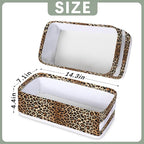 Leopard Print Bathroom Basket Foldable Toilet Tank Topper Paper Basket Waterproof Fabric Storage Organizer Bins Decorative Open Storage for Home Closet Containers Cabinet Set of 2