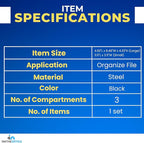 1InTheOffice Mesh Collection Desk Drawer Organizer Tray 3 Compartment - Stackable, Matte Black