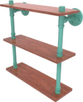 Allied Brass P-490-16-TWS-SFG Pipeline Collection 16 Inch Ironwood Triple Shelf, Sea Foam Green