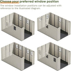 Patiowell 8 x 12 FT Plastic Outdoor Storage Shed with Floor, Resin Shed with Window and Lockable Door for Garden, Backyard, Tool Storage Use, Easy to Install in Beige (Kick-it Shed)