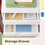 DEVAISE 7-Drawer Chest, Wood Storage Drawer File Cabinet with Wheels, White