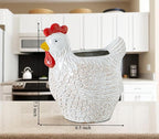 Hen Kitchen Utensil Holder For Countertop Ceramic Utensil Crock For Kitchen Counter Chicken Decorative Farmhouse Organizer Crock For Forks Spoons Cooking Utensils Countertop Storage Container
