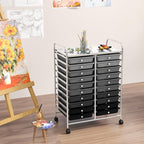 GOFLAME 20-Drawer Rolling Storage Cart, Multifunctional Art Craft Organizer Cart, Mobile Utility Storage Cart with Removable Drawers & Lockable Wheels, Craft Cart for Home Office School, Grey Gradient