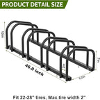 WALMANN 4 Bikes Floor Bike Stand, Bike Parking Rack Garage Bike Storage Stand Indoor/Outdoor 22-28" Wheel Stand, Max. Tire Width 2.1"