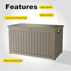 EasyUp 280 Gallon Outdoor Storage Box Waterproof, UV Resistant Resin Deck Box with Hydraulic Rod, Reinforced Stability for Patio, Garden, Striped Gray