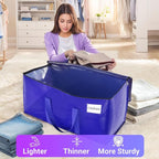 10Pack Moving Storage Bags, Moving Supplies Packing Boxes for Moving, Camping, College Dorm Room Essentials for Girls, Blue Tote Bags, 76L Heavy-Duty Storage Bins With Lids And Zippers