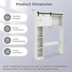 Giantex Over The Toilet Storage Cabinet - Freestanding Bathroom Organizer with Sliding Barn Door & Storage Shelves, Multifunctional Toilet Rack for Restroom, Laundry (White)