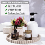 Silicone Bathroom Countertop and Vanity Tray-10 Inch Round Silicone Bathroom Tray, Modern Bathroom Decor, Coffee Table Decor, Decorative Tray for Candle, Perfume, Plants (Khaki)
