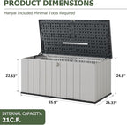 Aoxun 21 Cu.Ft Outdoor Storage Shed, Large Resin Storage Shed with Lid, Waterproof & UV-Resistant Patio Storage for Cushions, Garden Tools, and Pool Accessories (White)