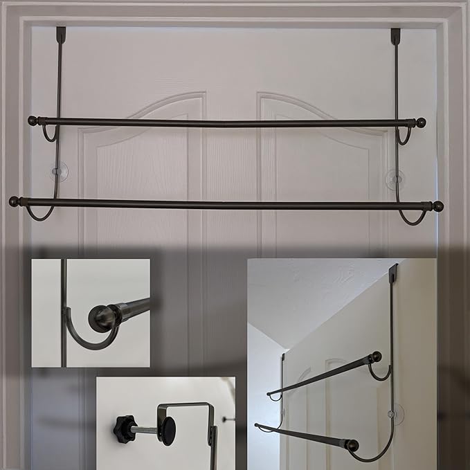 Insieme (29 x16x4.7 Inch) Towel Rack for Over Glass Shower Wall or Glass Shower Enclosure (Frameless or Frames up to 1.6" Thick). 2 Tier - Black- No Rust