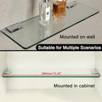 SAYAYO Floating Glass Shelves for Bathroom, Tempered Glass Shelf for Wall 15 x 5 Inch 1 Pcs, Clear