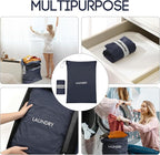 Travel Laundry Bag, Washable Dirty Clothes Bag Waterproof Wet Dry Bags Reusable Camp Clothes Organizer for Sports Home College Dorm Laundromat (1 Pcs X-Large) Navy Blue