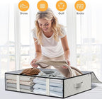 StorageRight Under Bed Storage Bags 8 Pack, 40L Large Clothes & Comforter Storage Containers with Clear Window, Breathable Fabric Organizer for Blankets, Bedding, Seasonal Clothing, White