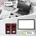 BALEINE File Organizer Box with Lid, Collapsible File Folder Organizer with Plastic Slide, Hanging File Folder Box for Office Document Storage (2 Pack, Red, S)