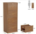 Tribesigns 4-Drawer File Cabinet with Lock, Locked File Cabinet with Key, Tall Wooden Filing Cabinets for Home Office, Vertical Office Storage for Legal Size/Letter/A4/Files, Brown (2 Pieces)