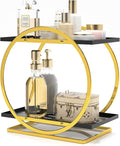 2 Tier Perfume Organizer for Dresser, Black Gold Perfume Makeup Perfume Stand Organizer for Vanity, Cosmetics Ideal Gift for Perfume Lovers - Gold