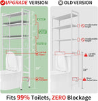 Over-The-Toilet Storage Rack 4-Tier,Bathroom Organizer Shelf Over Toilet,Adjustable Wooden Shelves and Basket,Freestanding Above Toilet Shelve,Space Saver for Rooms(White Rack-White Shelves)