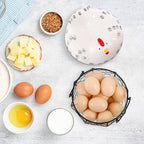 AVLA Chicken Egg Basket, Black Wire Egg Collection Baskes with Ceramic Lid for Gathering Fresh Eggs, Chicken Egg Holder, Decorative Farmhouse Cute Eggs Storage Container for Kitchen, Countertop