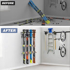 WALMANN Garage Storage Organization Wall Ski Rack 8 Pairs of Skis Mount Ski Hanger for Garage Snowboard Wall Rack Holds Up to 400 lbs