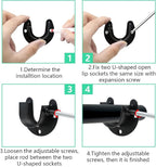 4PCS Heavy Duty Stainless Steel Closet Rod Bracket - 1 Inch Diameter U Shaped Socket Flange Holder End Supports, Black