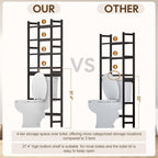 Over The Toilet Storage with 2 Baskets, 4-Tier Bamboo Organizer Rack with Paper Holder & 4 Hooks & Waterproof Feet Pad,Freestanding Shelf for Bathroom(Brown)