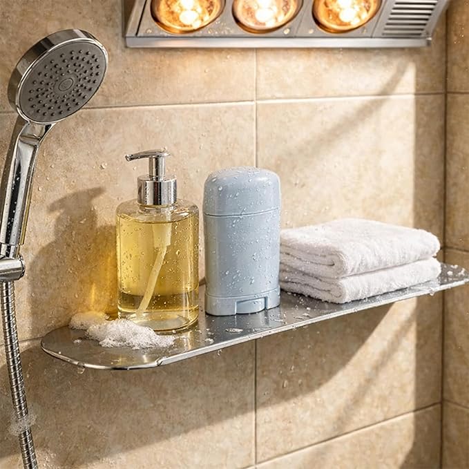 Stainless Steel Bathroom Floating Shelf, Wall Mounted Metal Shelf 19.6 Inch, Modern Minimalist Narrow Storage Shelf for Bathroom, Brushed Silver, Rust Resistant