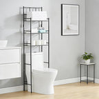 Hoomtaook 3-Tier Over The Toilet Storage Rack - Metal Over Toilet Bathroom Organizer Shelf, Freestanding Over Toilet Bathroom Organizer for Bathroom, Laundry, Black