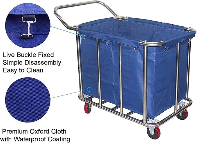 400L Commercial Laundry Cart Liner Bags - Removable Waterproof Replacement Bags for Rolling Laundry Baskets, Heavy-Duty Oxford Cloth Storage (Large Capacity) (Blue) (Blue)
