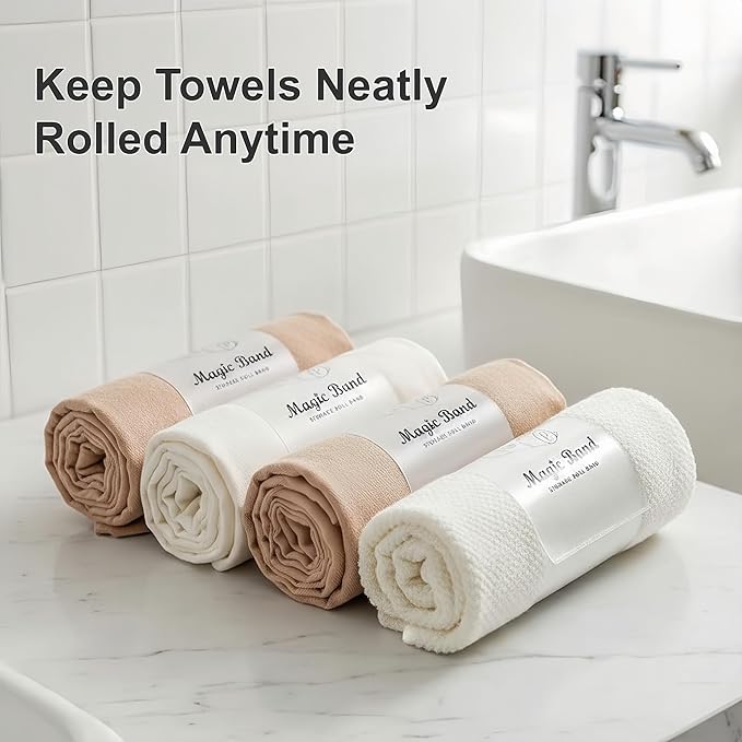6 Pack Self-Adhesive Clothes Organizer Straps, Reusable Clothing Storage Bands for Shirts & Towels, Fabric-Safe Closet Organizer Straps for Drawer & Luggage Packing (Combo Pack, 2 Small+2 Medium+2 Large)