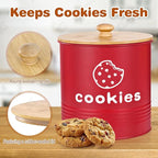 Red Cookie Jars with Lids Airtight, 1.5 Gallons Cookie Tins, Large Cookie Jar for Kitchen Counter Decorative for Farmhouse, Christmas, and Gift Giving Cookie Storage Containers