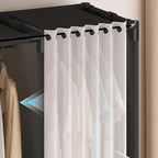 Portable Closet,Portable Closets for Hanging Clothes,Japanese Style Wardrobe with 2 Hanging Rods,6 Storage Shelves,43.3" L x 17.7" W x 65.1" H,Black