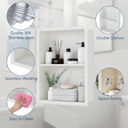 14x18 Medicine Cabinet Recessed, Medicine Cabinet Without Mirror, 304 Stainless Steel Medicine Wall Niche with Double Shelves, Matte White