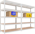 HOMEDANT House 48.1" W Deep 5 Tier Heavy Duty Garage Shelving Adjustable Metal Rack Storage Shelves Standing Shelf Unit Organizers Industrial Warehouse Basement White 2Pack