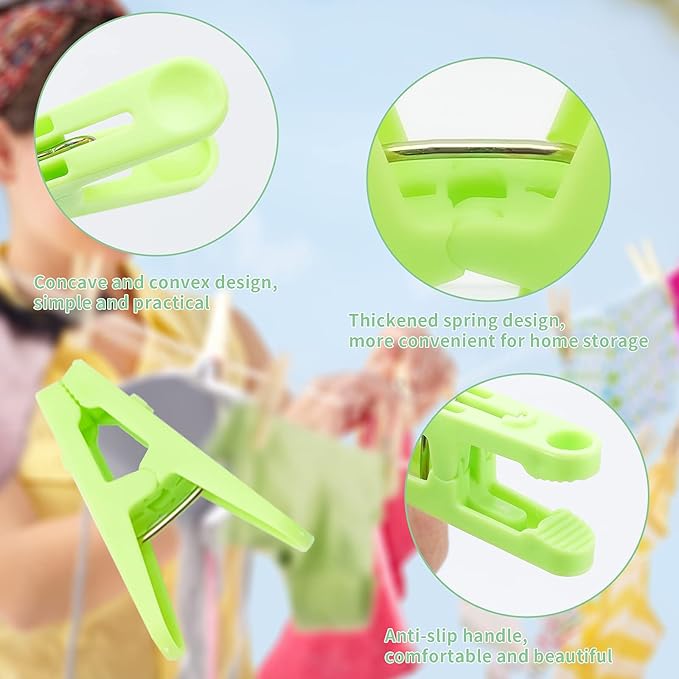 Colored Clothespins, 110 PCS 2 Inch Plastic Clips,Windproof Towel Clips for Socks, Laundry Clothes with Spring, 10 Colors Each 11 PCS