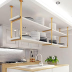 Ceiling Mounted Storage Racks, 2 Layer Floating Pan Pot Shelves Flower Stand Wine Glass Holder for Kitchen/Bars/Living Room/Restaurants/Balcony, Industrial Hanging Display Rack (Size : 140x30x80cm)