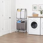 Neatfreak - 2 Tier Vertical Rolling Laundry Cart - Rolling Storage Cart On Wheels With 4 x Tote Hampers For Laundry, Towels, Blankets & Bathroom Organization - Quad Laundry Sorter