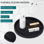 Silicone Bathroom Tray Round Vanity Tray Decorative Soap Holder Kitchen Countertop Organizer Coffee Table Decor for Candle, Perfume, Plant, 10 Inch, Black