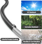SPECILITE 25ft 304 Stainless Steel Garden Hose Metal, Heavy Duty Water Pipe with Nozzles for Yard, Outdoor - Flexible, Never Kink & Tangle, Puncture Resistant (Black)