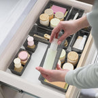 15 PCS Clear Plastic Drawer Organizer Set, 4-Size Acrylic Drawer Storage Trays, Storage Bins for Makeup, Gadgets, and Jewelry in Bathroom, Bedroom and Office, Clear Black