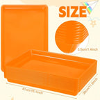 Maitys 15 Pcs Flat Plastic Trays 16.1 x 11.8'' Sensory Storage Paper Tray Stackable Classroom Bins for Office Home Organizer Crafts Supplies(Orange)