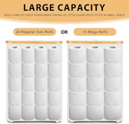 Odonata Large Toilet Paper Storage Basket with Lid, Slim Toilet Paper Organizer, Hold up to 20 Regular Rolls or 15 Mega Rolls. (Beige, 49L)