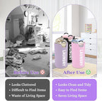 3Pack Folding Clothes Hamper with Handles, 95L Tall Laundry Basket Organizer, Durable Laundry Bags, Large Dirty Clothes Hamper for Family, Travelling, Camping, Purple + Pink + Black