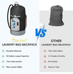 BALEINE 120L Laundry Bag Backpack, 900D Oxford Fabric Large Travel Laundry Bags with Shoulder Straps and 2 Mesh Pockets for College Dorm, Apartment, Laundromat (Black, 120L) (Pack of 2)