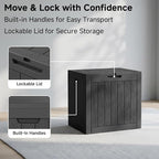 35 Gallon Outdoor Deck Box,Waterproof Resin Outdoor Storage Boxes, Outside Storage Lockable Container for Garden Tools,Indooor Cushions,Accessories (Black)